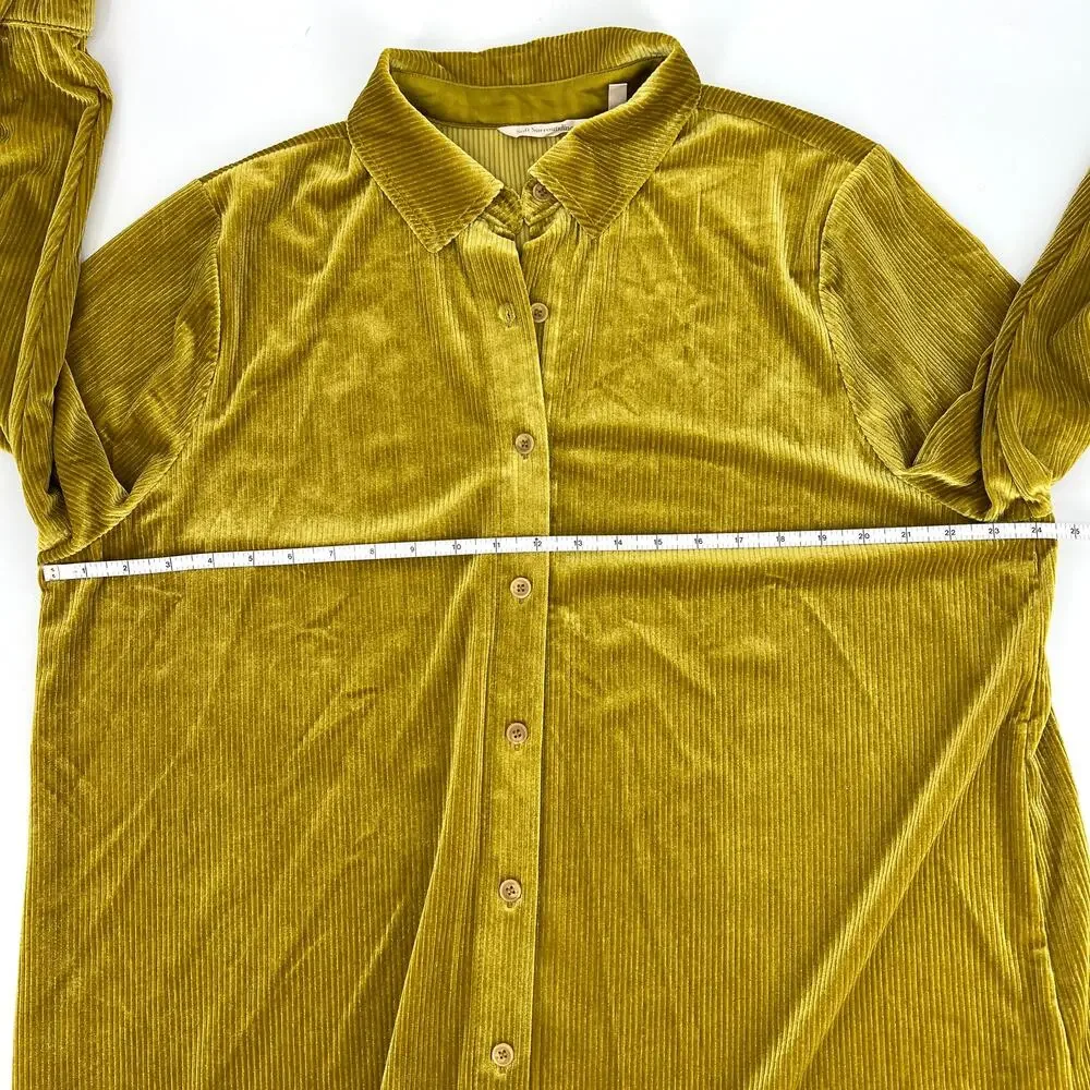 Soft Surroundings 1X Gold Textured Velvet Button Up Blouse